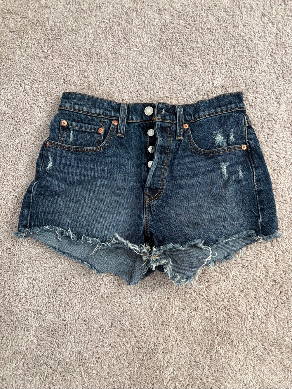 NEW Levi's Dark Blue Distressed 501 Jean Shorts size 26